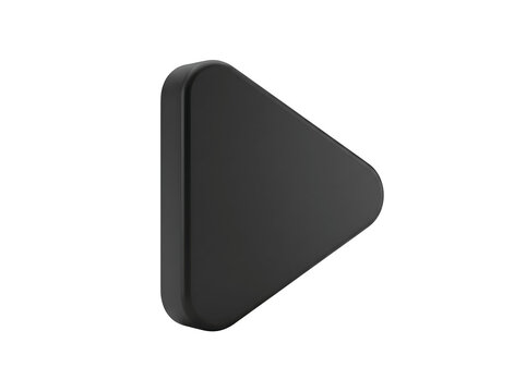 Dark gray triangular play button on transparent background