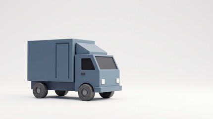 Obraz premium Minimalist Box Truck: A stylized, minimalist blue box truck sits isolated, ready for transport and delivery.