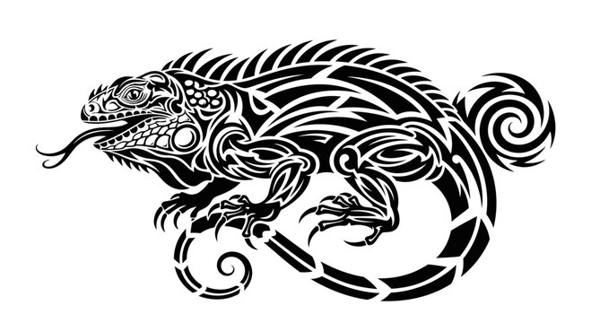Black lizard tattoo design artwork.