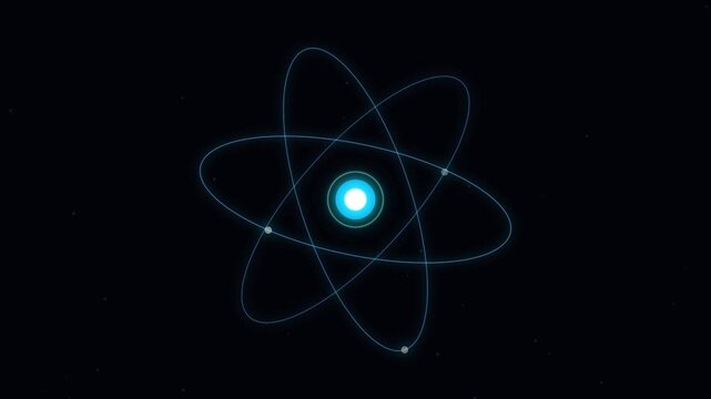 Atom model with orbiting electrons a scientific visualization