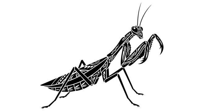 Detailed illustration of a praying mantis.