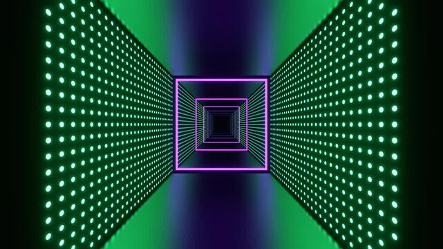 Purple and Turquoise Infinite Cyber Neon Tunnel Background VJ Loop in 4K