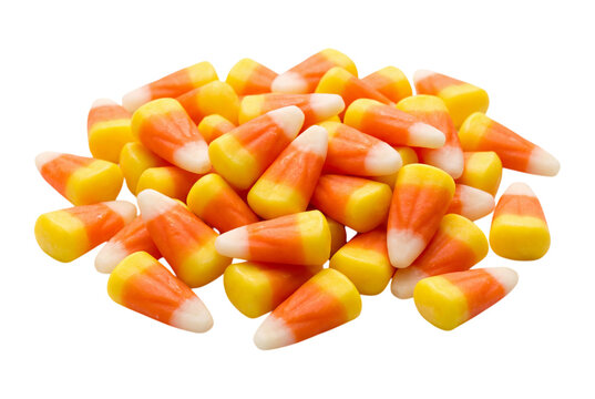 Pile of candy corn on transparent background