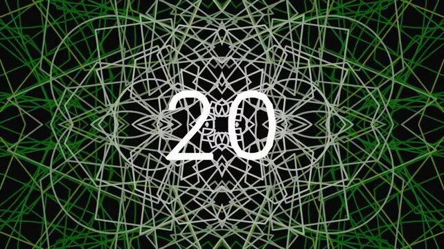Abstract geometric pattern with number twenty in white overlay