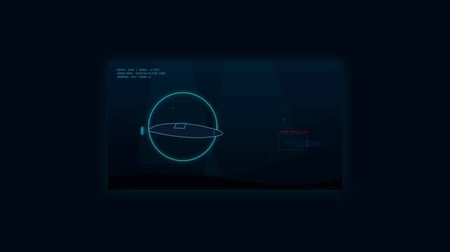 Animasi Submarine Stealth Recon 4K Motion Graphic Animation | Seamless Loop