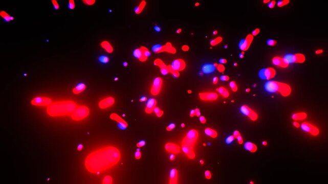 Red and Blue Neon Molecules Motion Background VJ Loop in 4K
