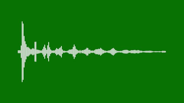 Abstract white sound wave spectrum animation, dynamic voice frequency visualizer,, audio waveform spectrum animation, spectrum animation on green background.4k audio animation video