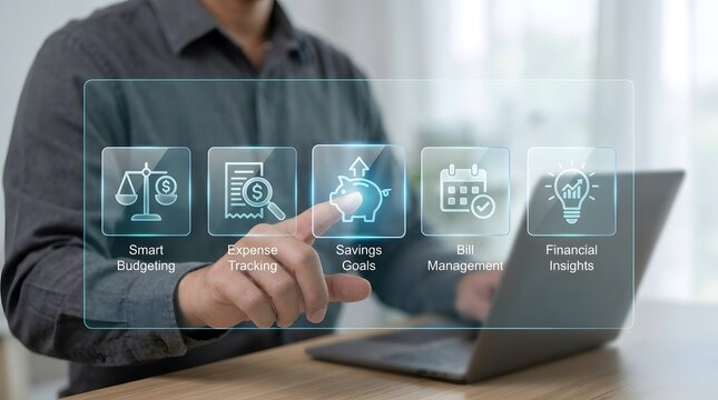 Professional lawyer using a digital interface with legal icons to manage cases and provide online legal services for clients
