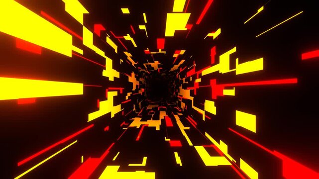 Red and Yellow Neon Digital Corridor Background VJ Loop in 4K