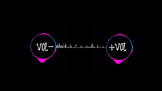 Waveform Visualizer with Vol Plus and Vol Minus Indicators on Black Background