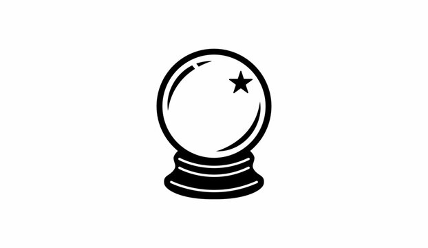 Magic Crystal Ball Vector Icon Line Art Illustration Isolated on White Background