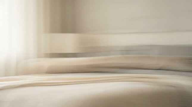 Modern minimalist bedroom interior with soft lighting and neutral color palette