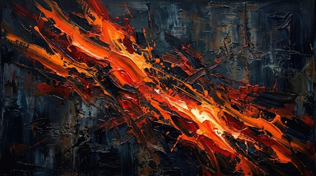 Abstract bright orange light streaks moving across a dark textured background