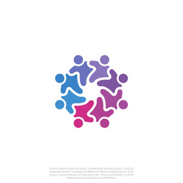 Abstract people colorful logo icon design minimal style illustration. community logo icon vector isolated.