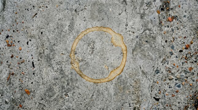 Abstract background featuring a circular coffee stain on textured gray paper