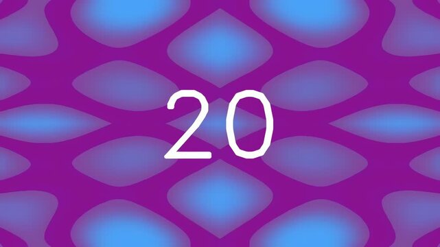 Abstract purple and blue pattern with number twenty in center