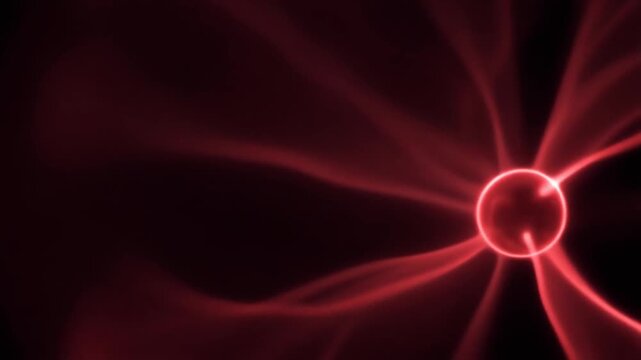 Crimson-red plasma ripples and reshapes at the lower-right edge, luminous tendrils flexing outward against deep black with dramatic cinematic glow and expansive copy space.