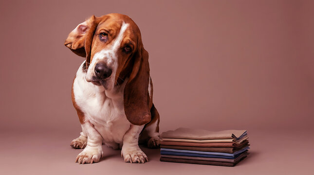 Funny Basset Hound Dog Tilting Head Judging Owner's Outfit Choice
