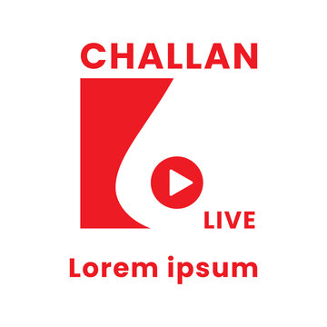 Red  challan six live logo design with a play button icon for video streaming and media applications  vector.