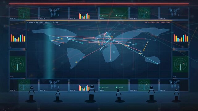 Digital World Map Interface with Glowing Data Connections and Global Network Communication Analytics