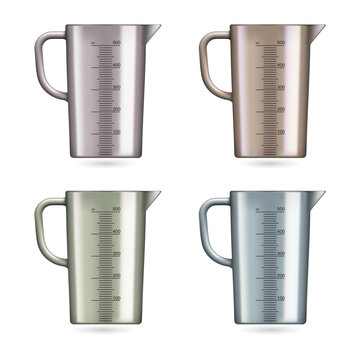 Set of colorful measuring cups on transparent background
