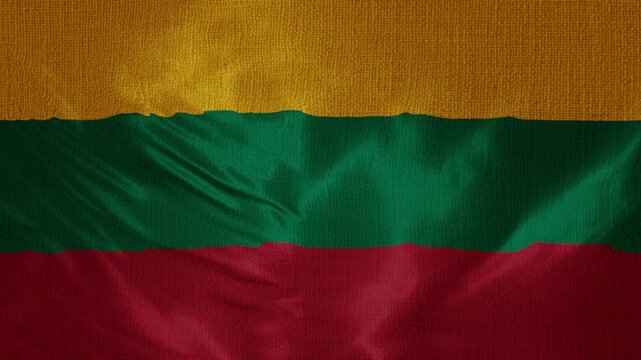 Lithuania Flag Animation With Fabric Texture Loop
