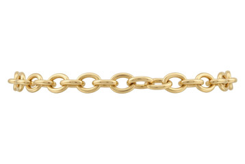 Obraz premium Horizontal gold chain segment with oval links on black background