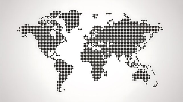 Dotted map with black dots on a light grey gradient background pixel map