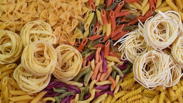 Different types of pasta, top view