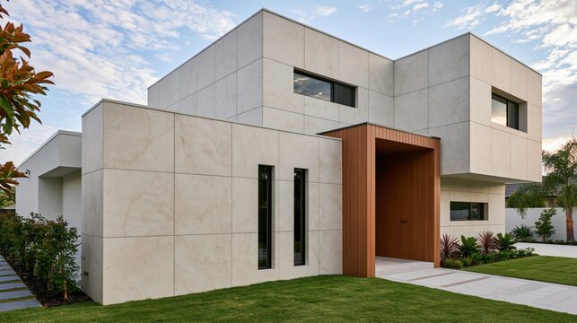 Elegant Stone Facade House with Timber Entrance Porch