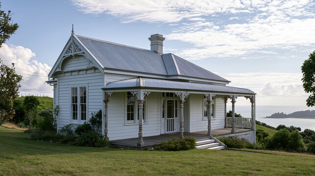 Historic Coastal Cottage with Ornate Veranda Trim