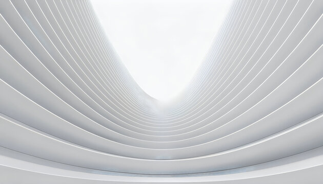 Abstract white modern building architecture with curved lines and bright light