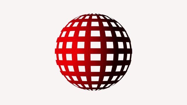 Red 3 d rotating globe animation with grid pattern, abstract digital sphere motion background, for technology and, global communication concepts