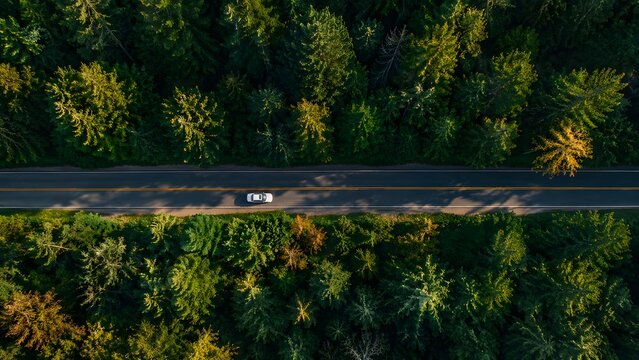 Aerial view of a dense green forest or ocean waves captured perfectly