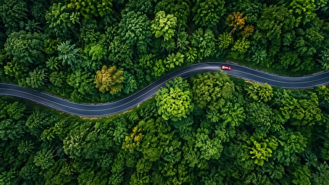 Aerial view of a dense green forest or ocean waves with a vibrant vibe