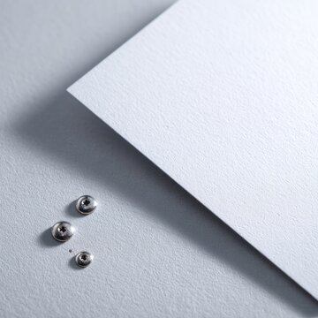 Silver Metal Screw Caps on White Textured Paper Background
