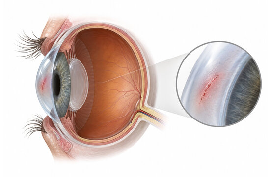 Corneal Abrasion With Magnified Corneal Epithelial Scratch