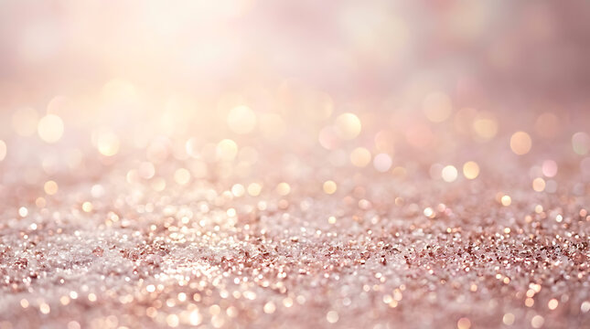 Abstract Rose Gold Glitter Background With Soft Focus Sparkling Bokeh Light Effects