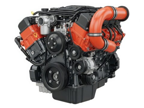 Detailed view of a diesel engine