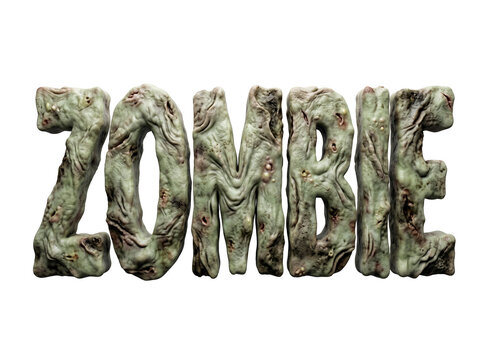 Creepy Zombie Text Typography With Rotting Skin Texture And Pustules For Halloween PNG Isolated on transparent background
