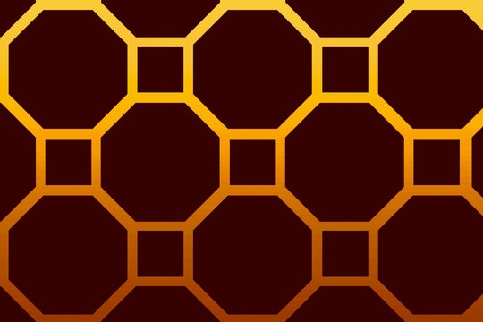 Golden, orange, brown, yellow geometric honeycomb octagon pattern with copy space, perfect for Diwali decoration, luxury background, festival celebration, and festive invitation vector