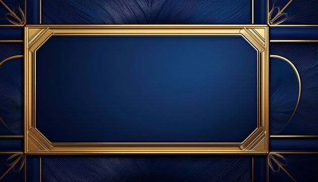 dark blue rectangle with gold trim on patterned background for luxury branding