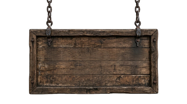 Rustic weathered wooden hanging sign for halloween decor isolated on transparent background