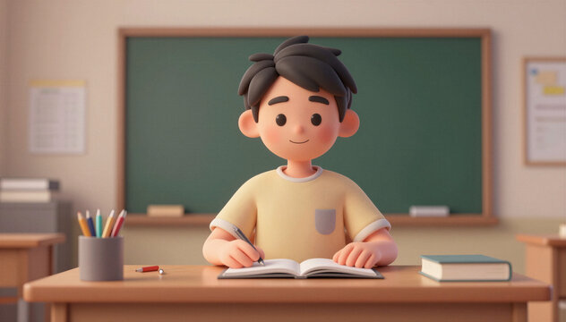 Young student character learning in classroom