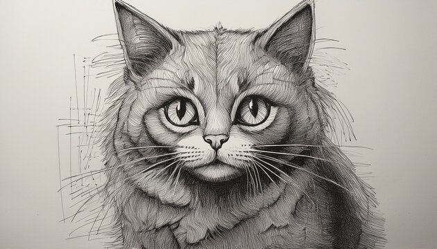 ugly pencil doodle drawing of a cat