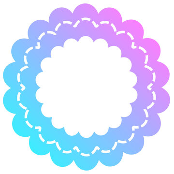 Scalloped circle frame with dashed stitching effect scalloped stitching gradient decorative