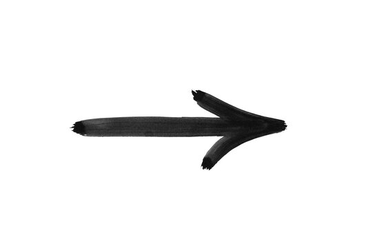 hand drawn watercolor arrow black on a white background