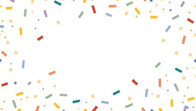 Colorful paper confetti falling down to create a festive border for celebration events