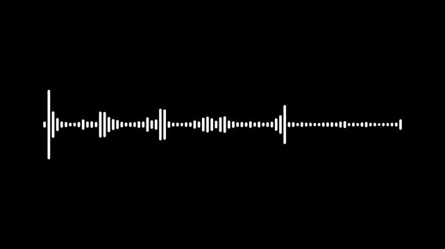 Voice audio spectrum animation with microphone podcast listening music sound waveform frequency bars speaker volume pulse disco nightlife club party radio player. black background 4k loop