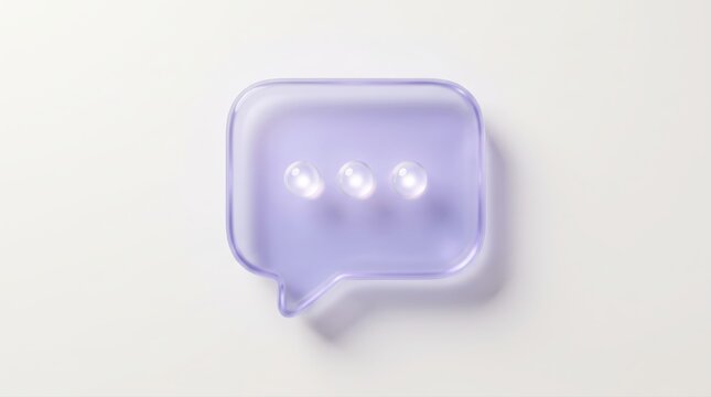 Purple speech bubble with floating spheres for communication or technology themes